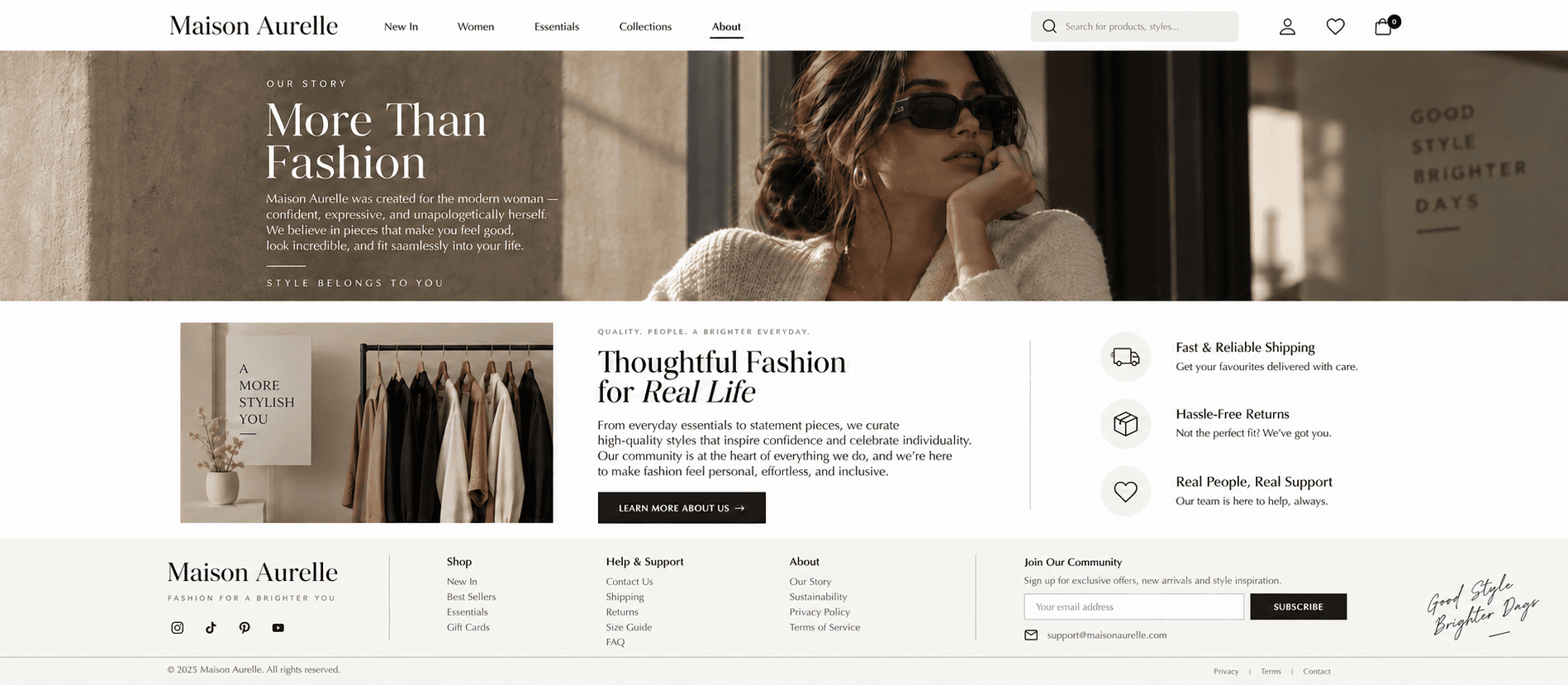 Ecommerce about and trust pages